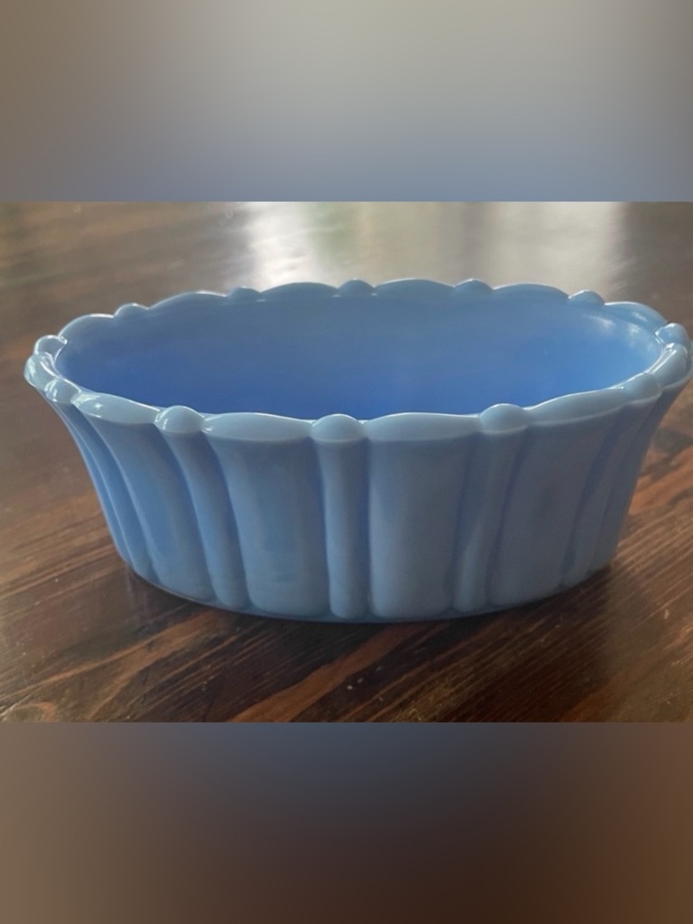 AKRO Agate Blue Glass Art Dish /Planter - Vintage